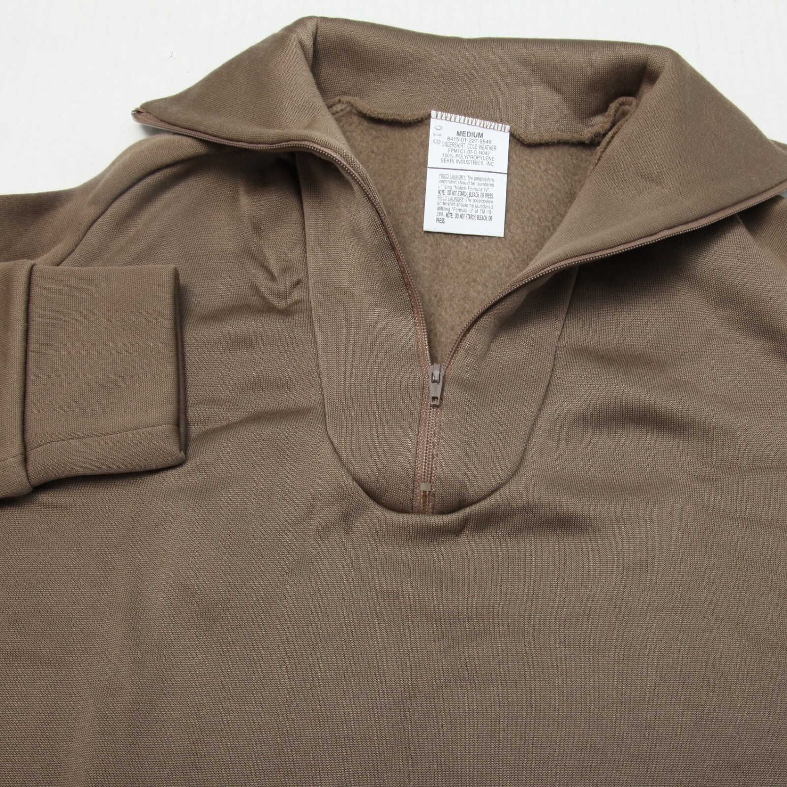Sekri Industries Cold Weather Undershirt Men Medium Brown 1/4 Zip Fleece Lined