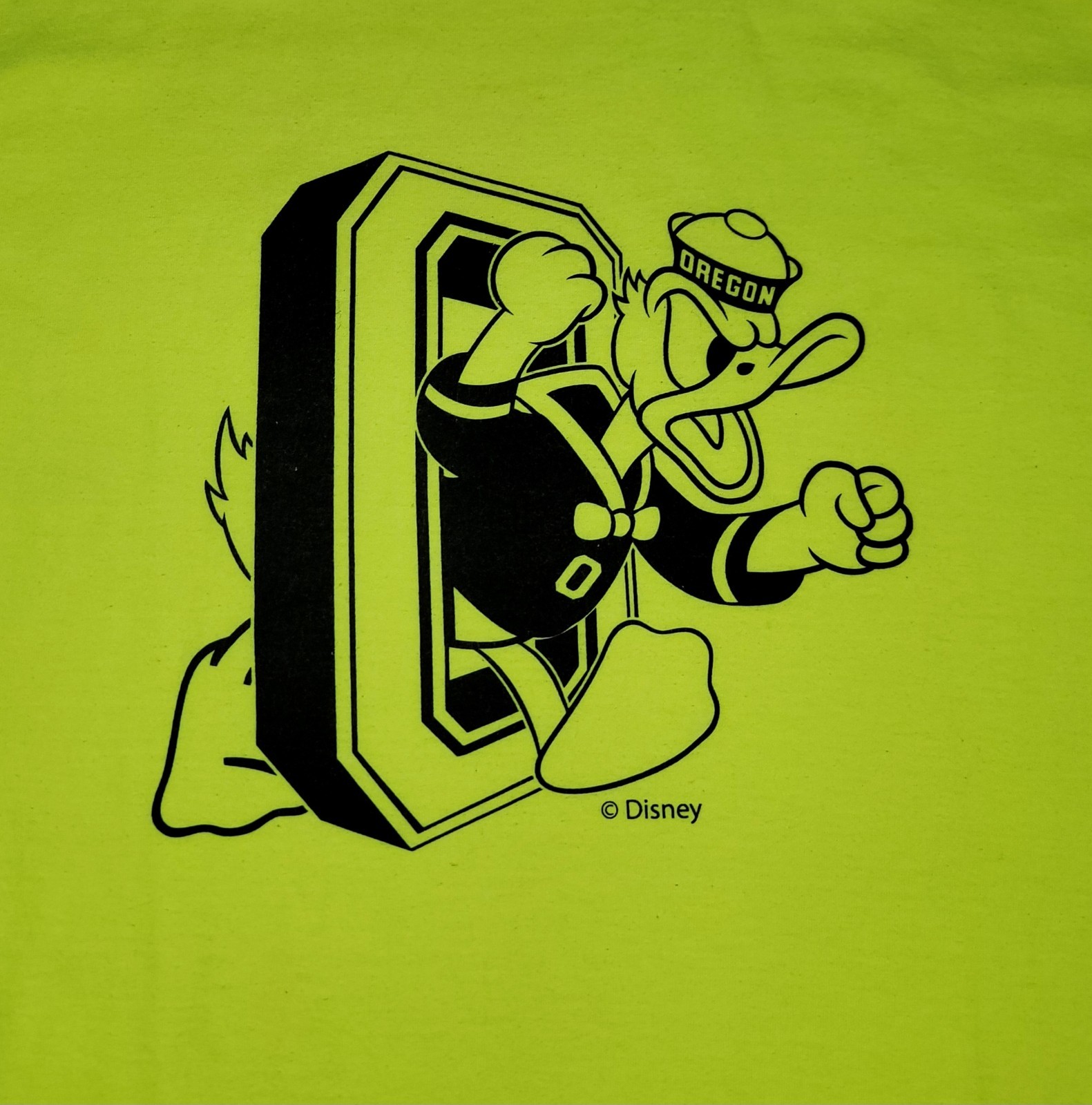 Port&Company Men's Neon Yellow Oregon Donald Duck Mascot Graphic T-Shirt gallery