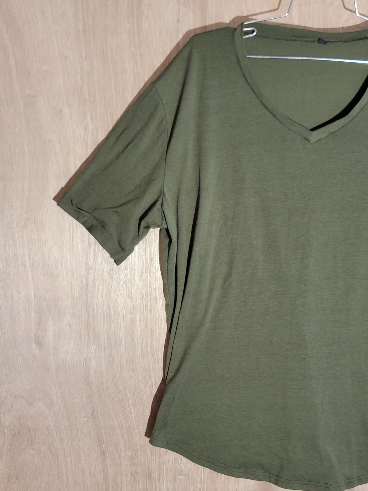 Men’s Hipster Shirt XL Longline V-Neck Short Sleeve Zip Pocket Green gallery