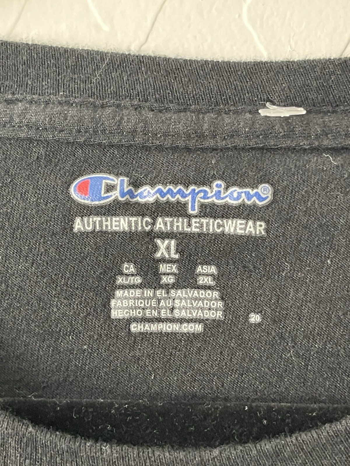 Champion Men's T-Shirt XL Short Sleeve Black Neon Yellow Logo Shipped Same Day gallery