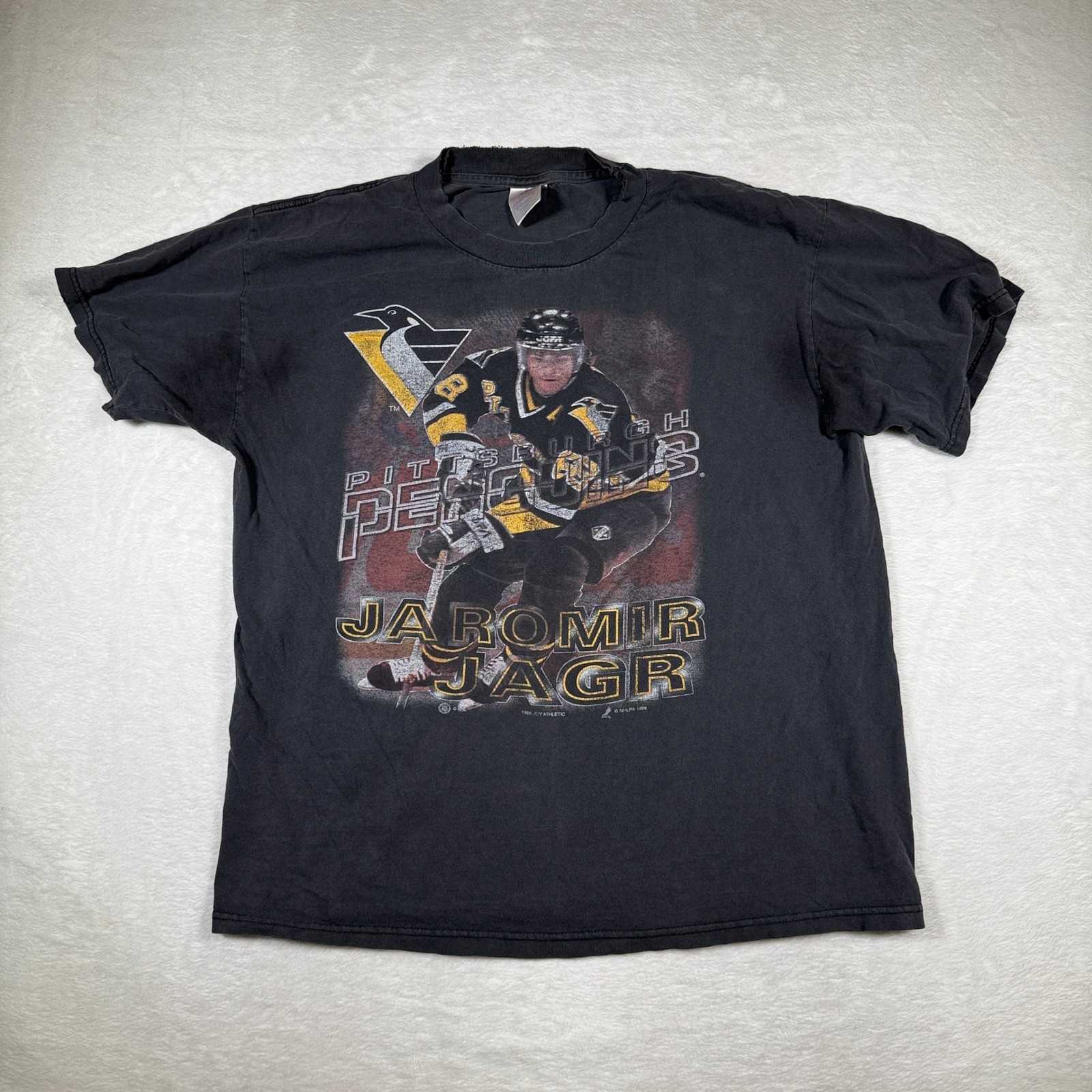Vintage Pittsburgh Penguins Jaromir Jagr T Shirt Size L Retro Hockey