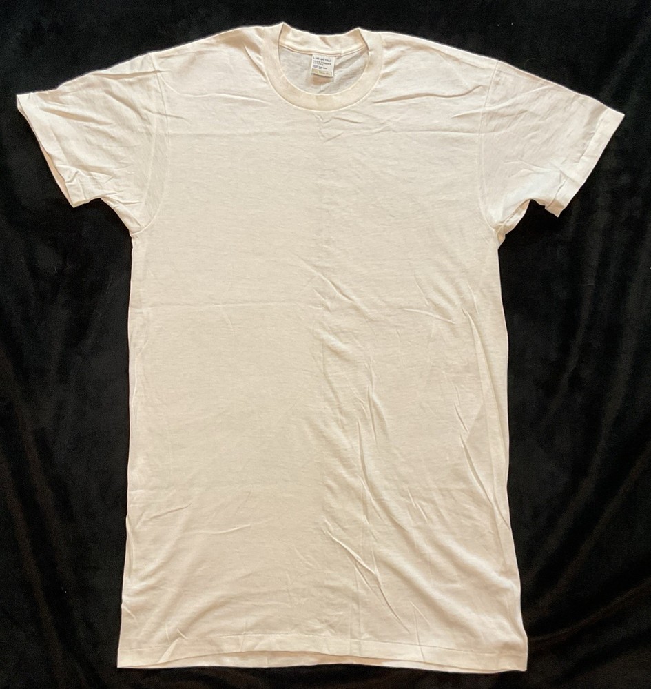 Sears Mens Store Vintage Plain White T Shirt Blank 100% Combed Cotton Large Tall