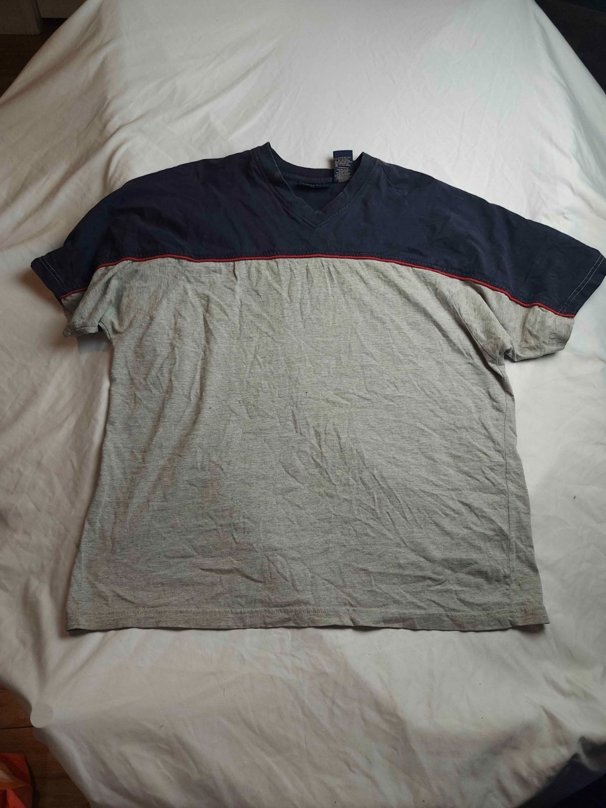 Vtg 90s Faded Glory T-Shirt Mens L Gray Colorblock Grunge Streetwear Normcore gallery
