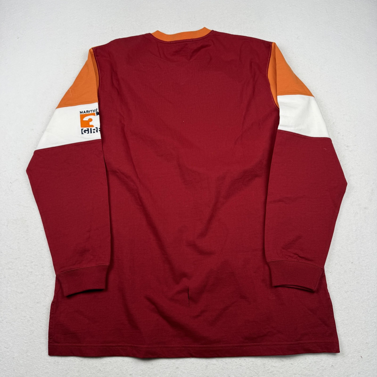 Marithe Francois Girbaud Shirt Mens Medium Burgundy Orange V Neck Long Sleeve gallery
