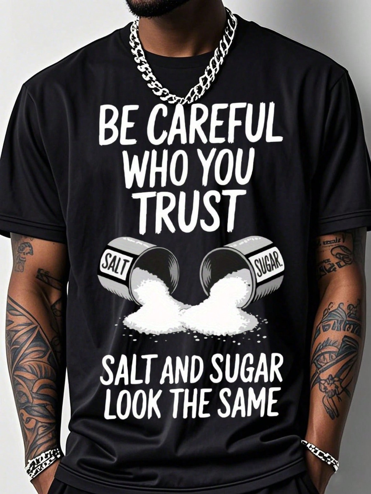 Men's Funny Gym T-Shirt With Salt & Sugar Trust Graphic Print gallery