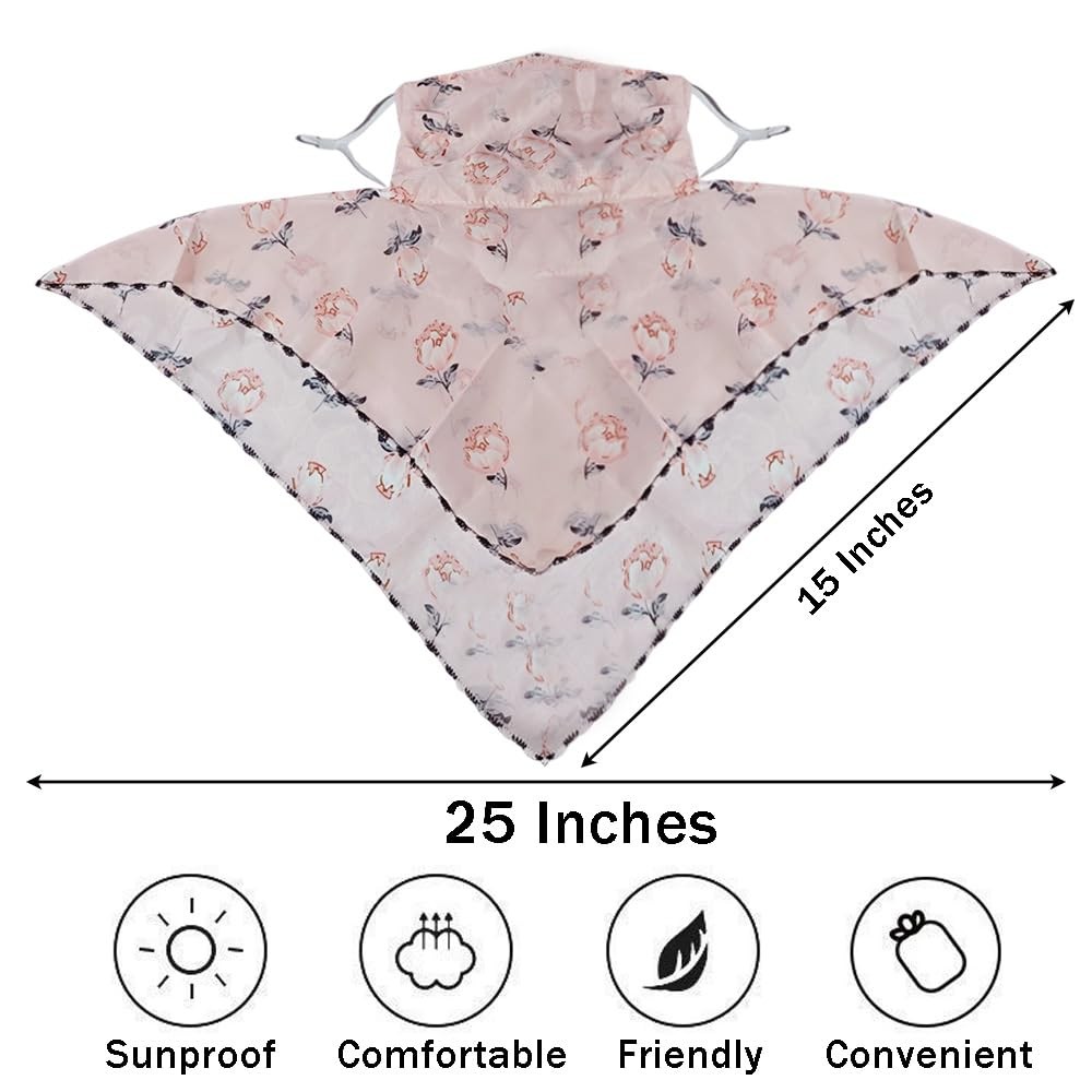 Womens Sun Protection Floral Scarf Adjustable Face Chiffon Mask Ice Silk Neck gallery