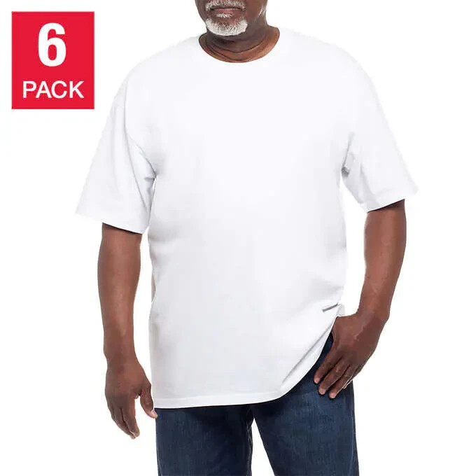 Kirkland Men's 6-pack White 100% Cotton Crew Neck T-Shirts - FREE SHIPPING! gallery
