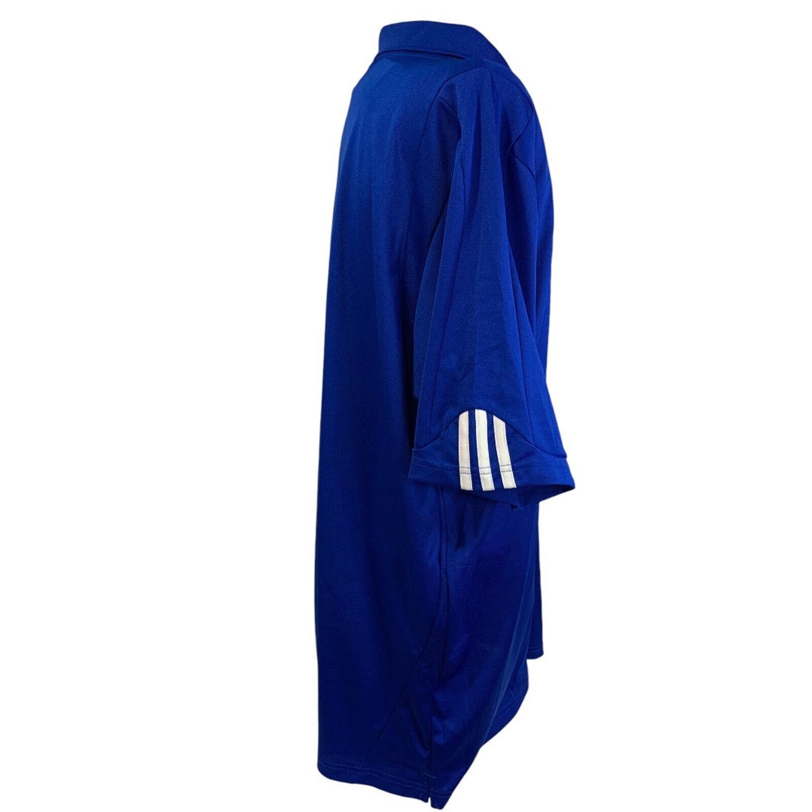 Large Adidas Golf Mens New Royal Blue Polo Shirt ClimaLite Striped Cuff P77778 gallery