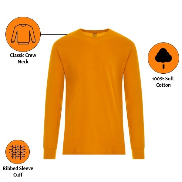 6 Pack: Long Sleeve High Visibility NON ANSI Hi VIS T-Shirt Safety Orange Shirts gallery