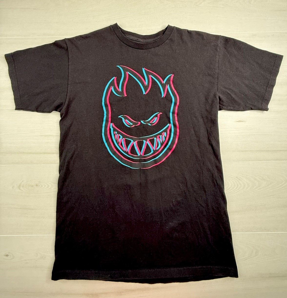 Spitfire Wheels Shirt Skateboard Skater Black Bighead Tee Flame Grunge Mens M gallery