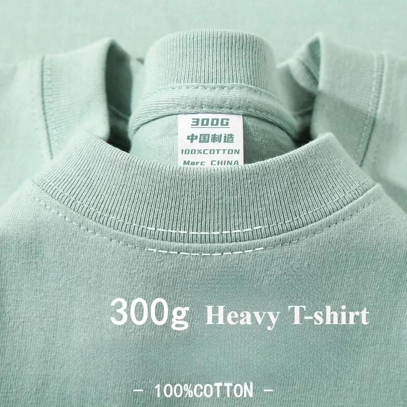 Men's Heavy Duty 300g American Pure Cotton T-Shirt Oversized Casual Short Sleeve gallery