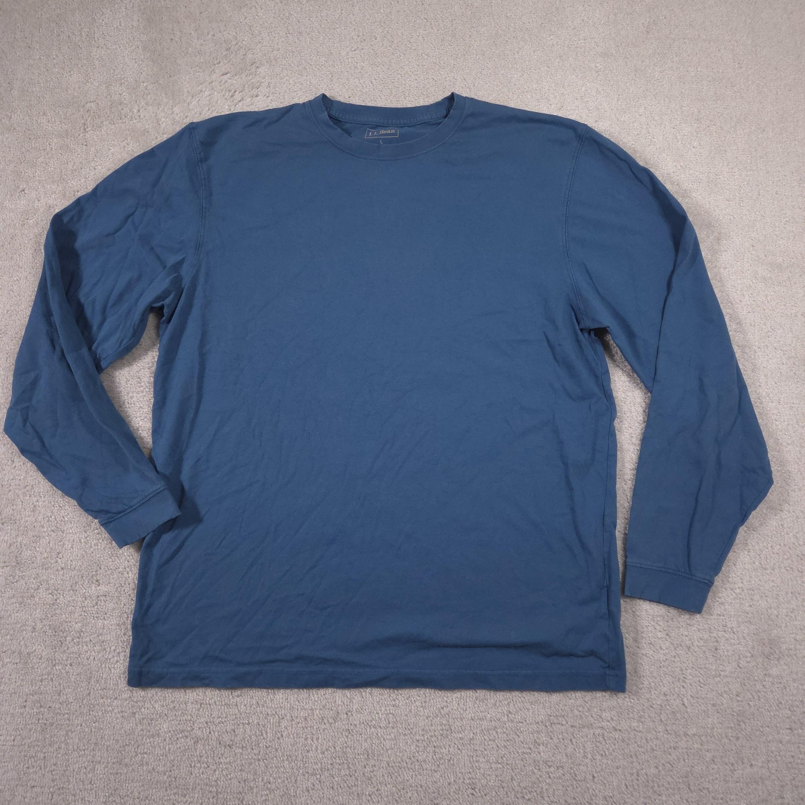 L.L. Bean Shirt Mens Large Tall Blue Long Sleeve Crewneck Tagless Tee Casual gallery