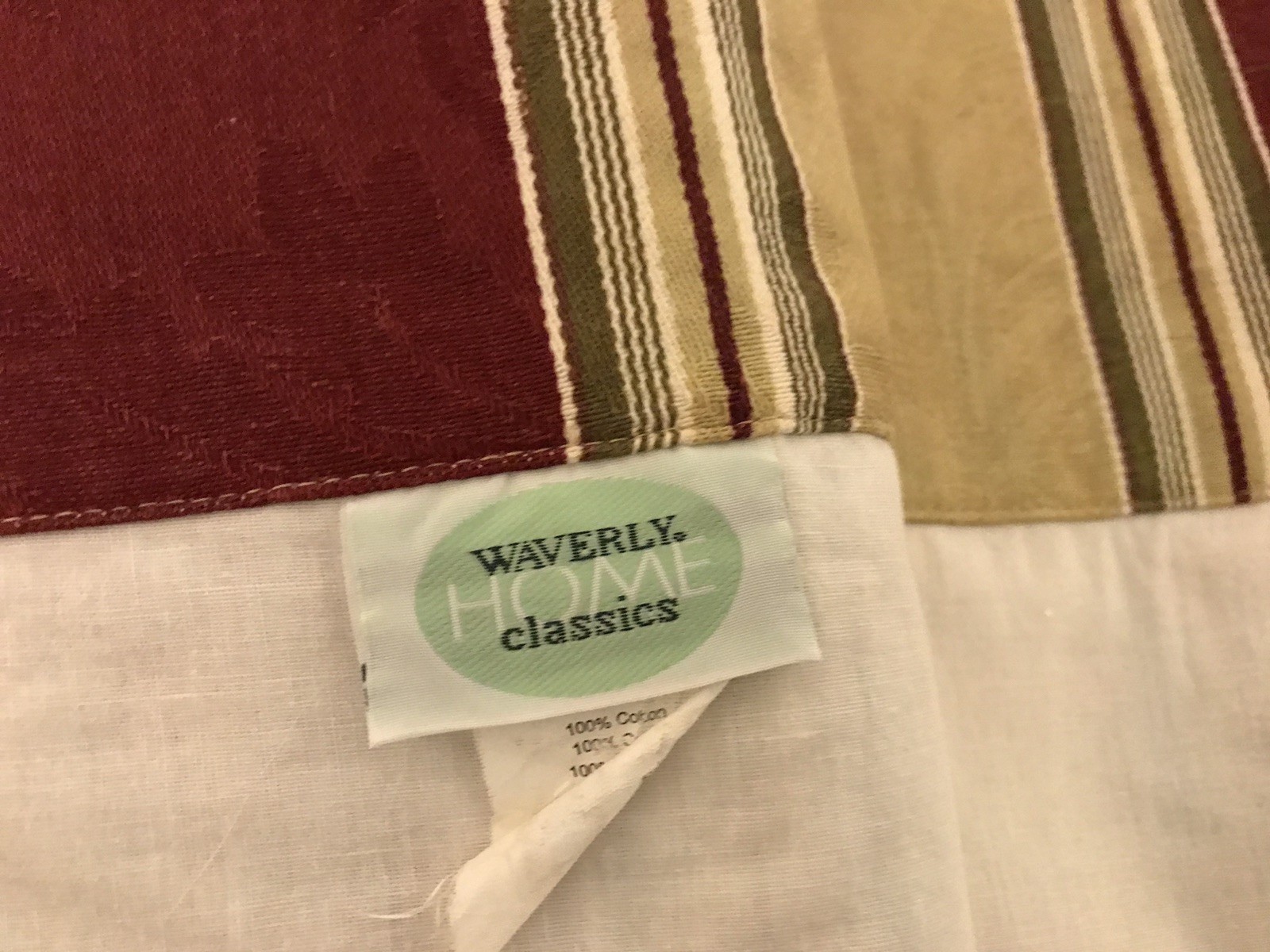 Set O 5 Waverly Triangle Valances With Clear Plastic Dangle Beads, Striped