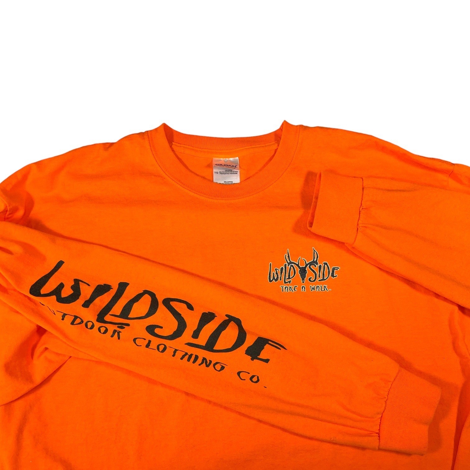 Wildside XL Orange Long Sleeve T-Shirt Graphic Deer Skull Outdoor Hunting gallery