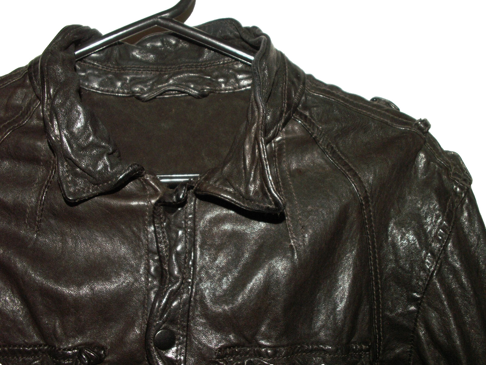 Men's All Saints MCKAY LEATHER SHIRT jacket overshirt L (ref79) £149.99!!!!! gallery