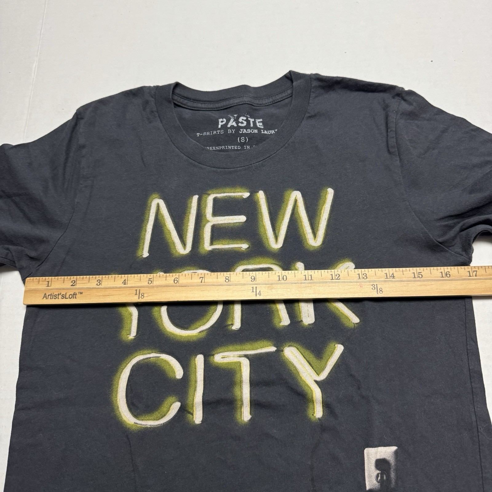 PASTE Jason Laurits Silkscreened New York City Neon Sign Crew Neck T-Shirt Sz: S gallery