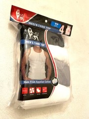 Men’s Tank Top A-Shirt Undershirt Egyptian Cotton 2 WHITE/ 1 GRAY/ 1 BLACK 4 Pk.