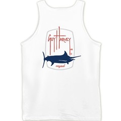 Guy Harvey Fishing Boat Beach Pick Size..Barrel Logo Tank Top..Pick Size…White