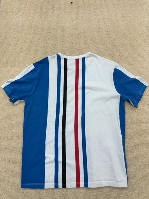 Champion Men's Multicolor Striped Short Sleeve T-Shirt L Logo Crewneck gallery