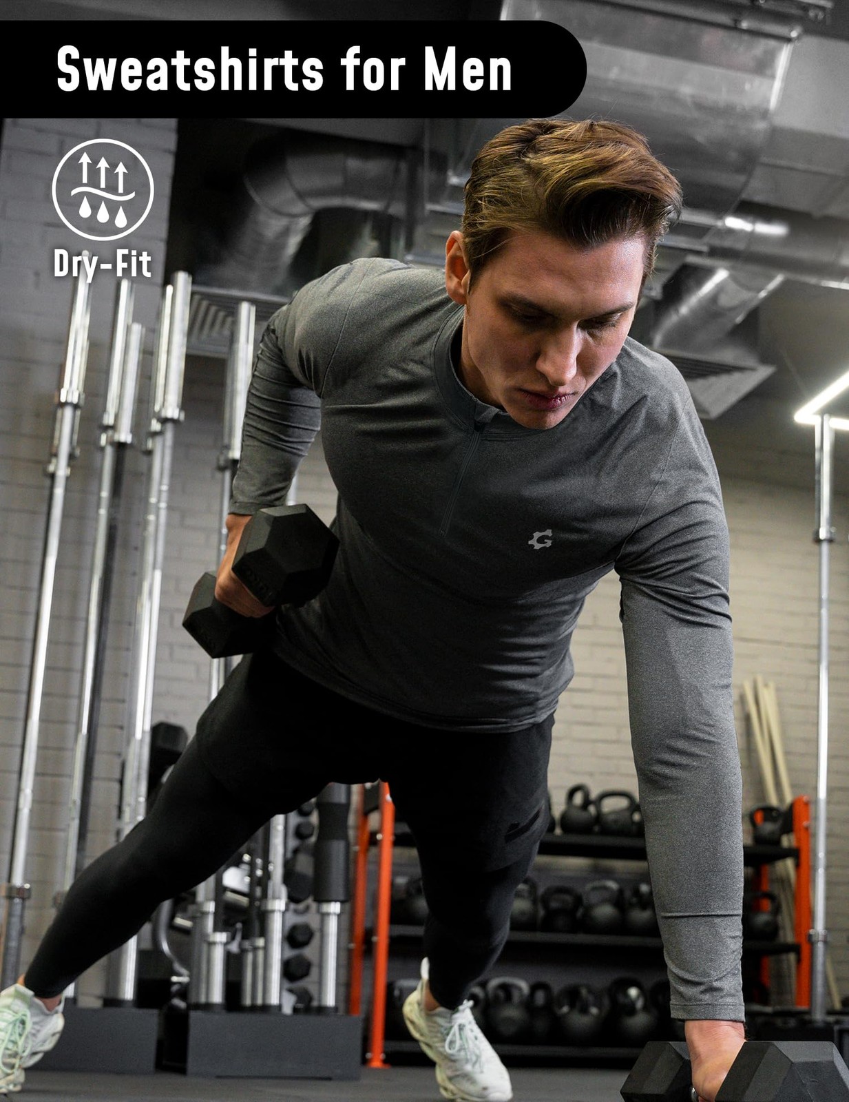 3Pack Quarter 1/4 Zip Pullover Men Dry Fit Sweatshirts 1/2 Half Zip Long Slee... gallery