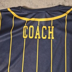 Wickliffe Coach Jersey Pinstripe Navy Blue Yellow Gold Baseball Softball 2XL