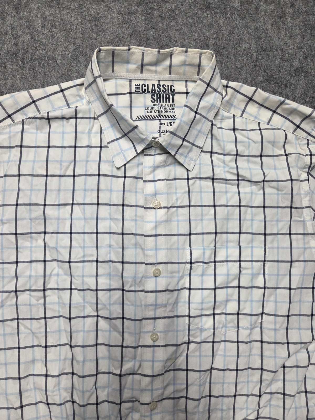 The Classic Shirt Men's Shirt White Sz Large Blue Check Plaid Button Up Collard gallery