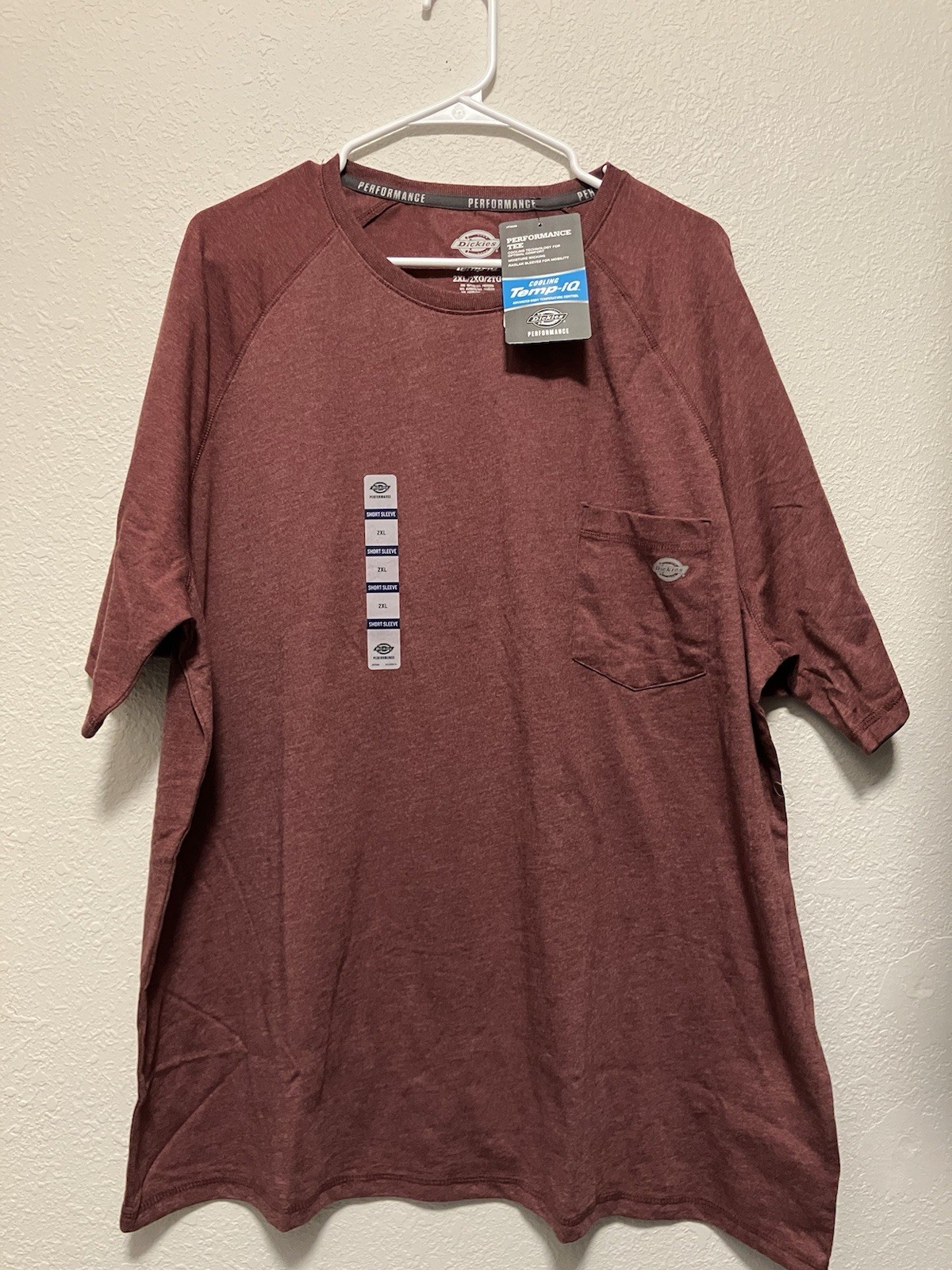 Dickies Performance Tee, Temp-iq Maroon 2-XL Size, Moisture Wicking gallery