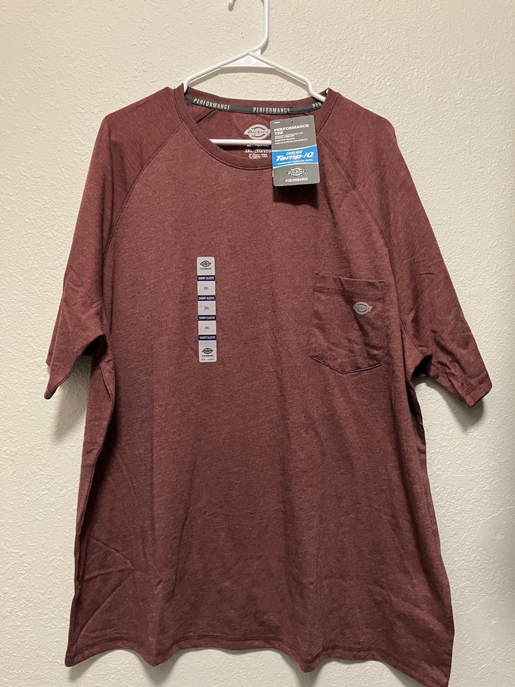 Dickies Performance Tee, Temp-iq Maroon 2-XL Size, Moisture Wicking