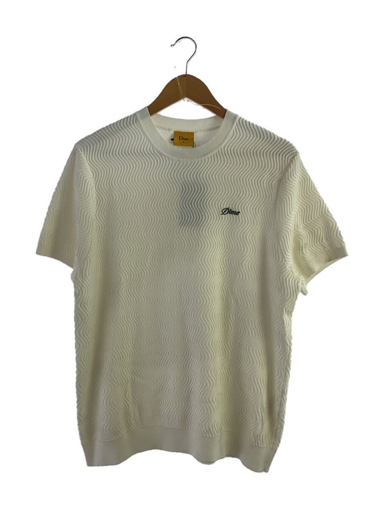Dime 24SS Dime Wave Knit SS Shirt, Lightweight Knit Sweater, Medium, Cotton, Whi