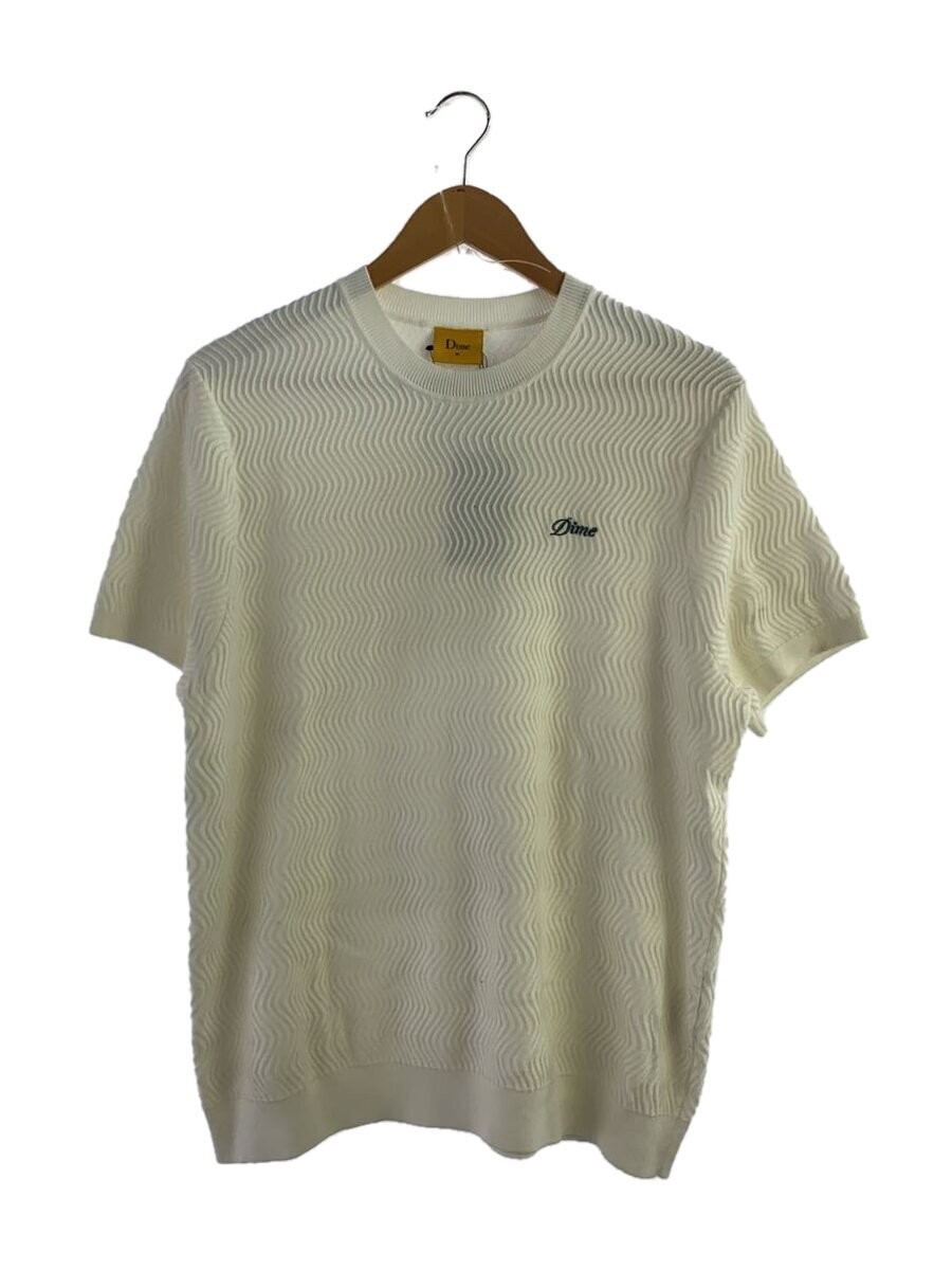 Dime 24SS Dime Wave Knit SS Shirt, Lightweight Knit Sweater, Medium, Cotton, Whi