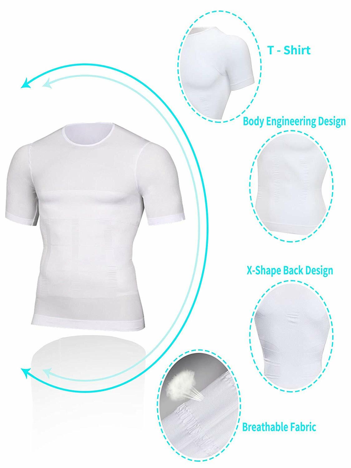Mens T-Shirt Body Shaper Vest Abs Abdomen Slimming Compression Fitness Shapewear gallery