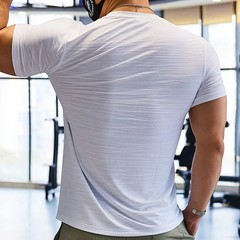 Muscle Training Compression T-shirt Man Running Dry Fit Tee Plain Color Plus Siz