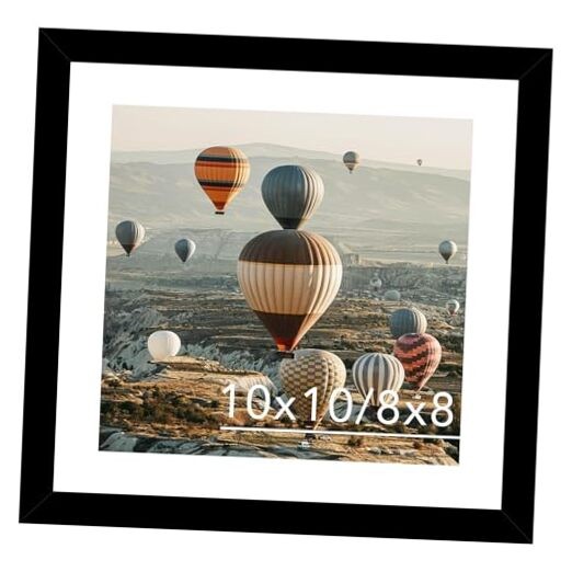 0x0 Picture Frame With Mat, Display 8×8 With Mat or0x0 Without, Wood 1 Black