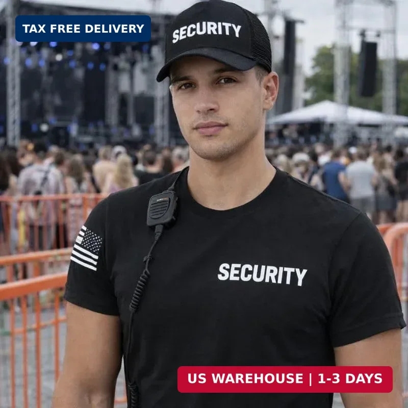 Veracco Security Guard Shirt for Men - Event Staff Uniform T-Shirt with USA Flag gallery