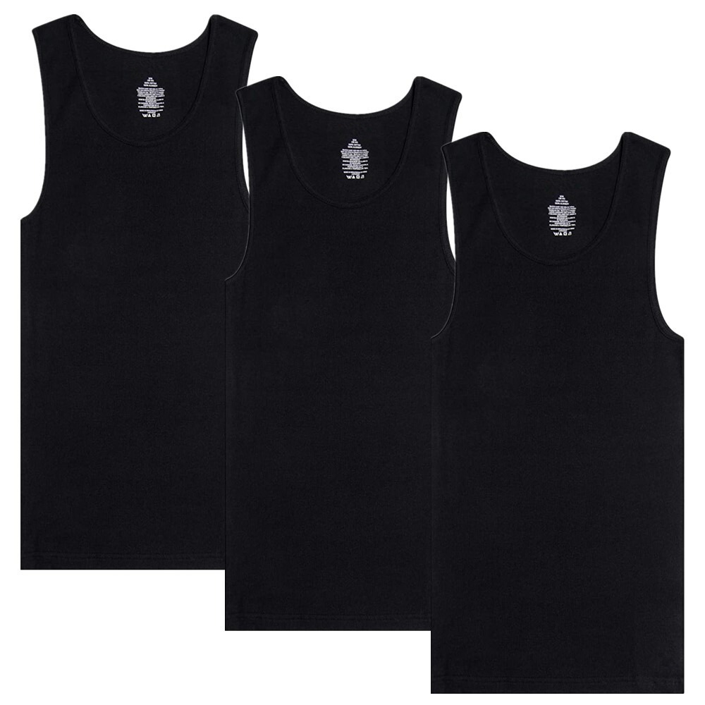 3-12 Packs Men 100% Cotton Ribbed Tank Top A-Shirt Wife Beater Undershirts Lot gallery