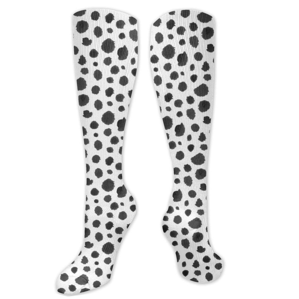 Simple Black White Fur Print Compression Socks Women Men Calf Knee High