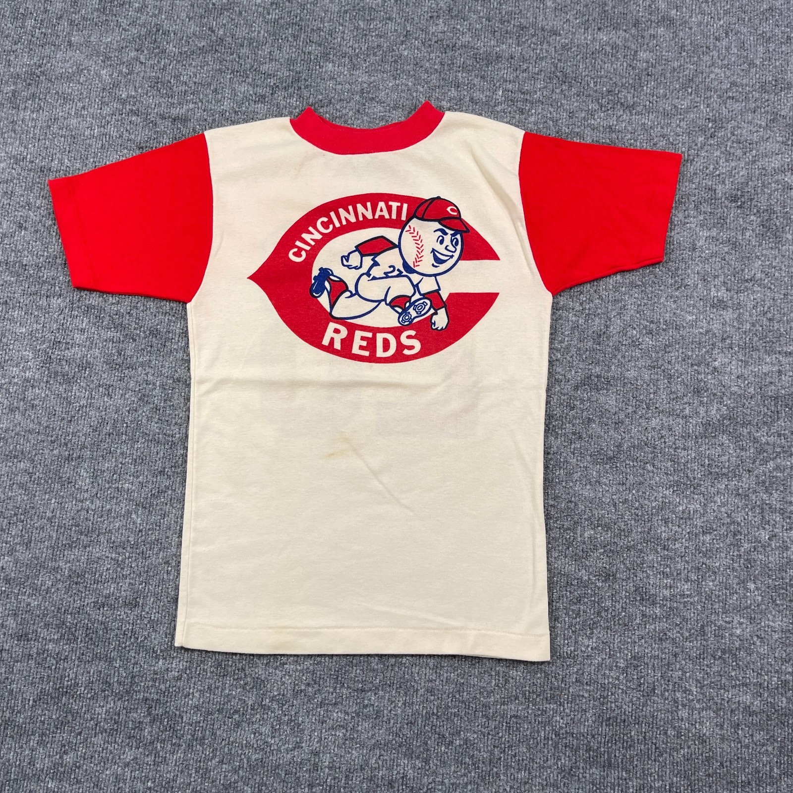 Vintage 70s Cincinnati Reds Mike #28 Baseball Shirt Teens Medium 15x22 Ivory gallery