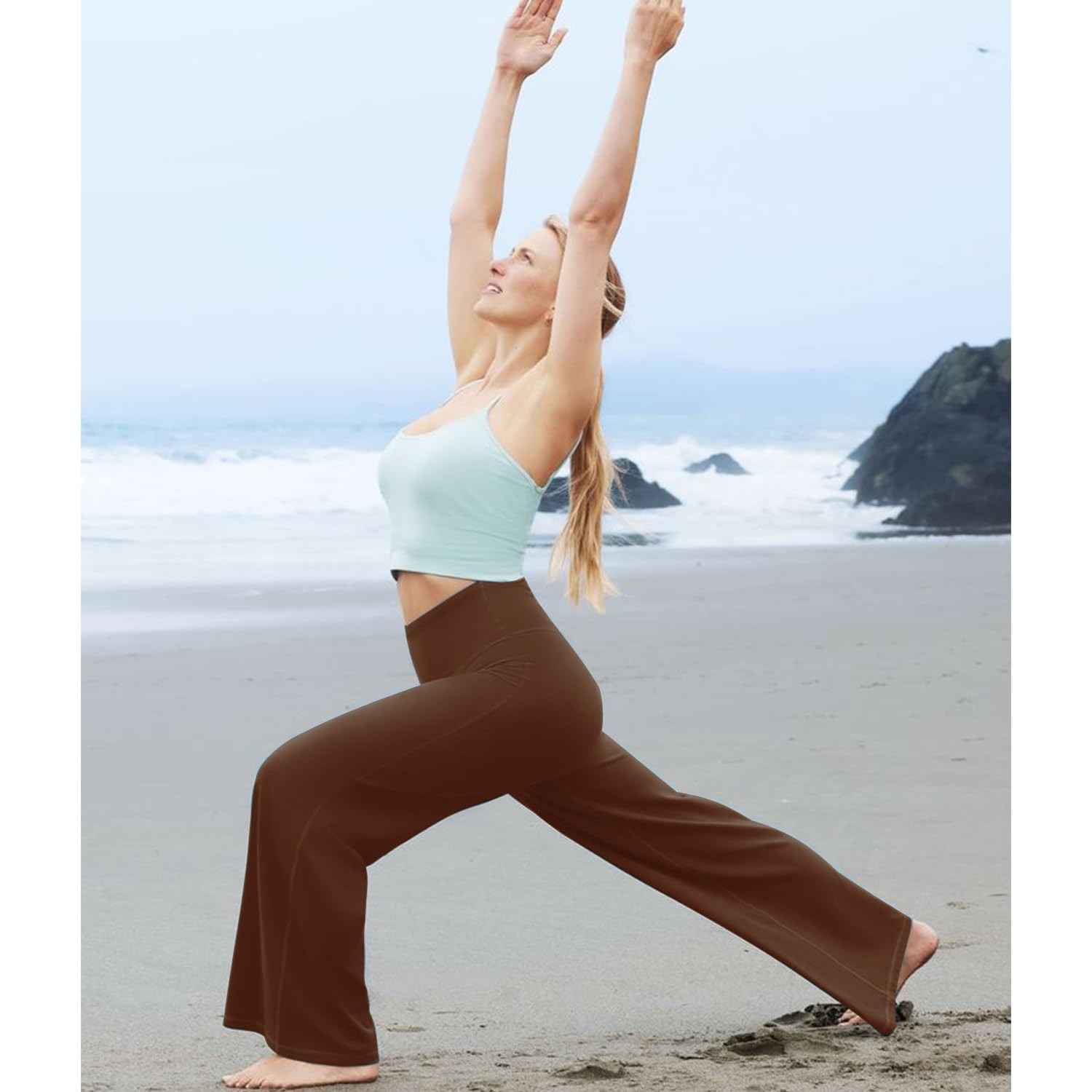 3 Pack Women's Wide Leg Pants with Pockets High Waist Loose Sweatpants Casual... gallery