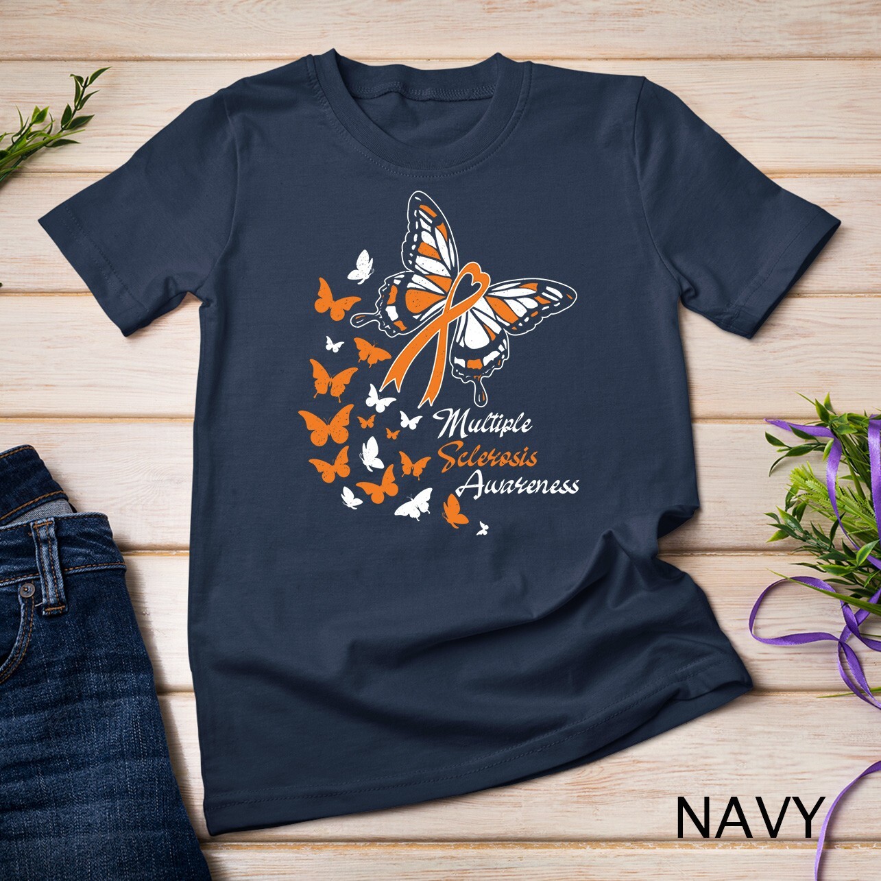 Multiple Sclerosis Awareness Butterflies Gift Unisex T-shirt gallery