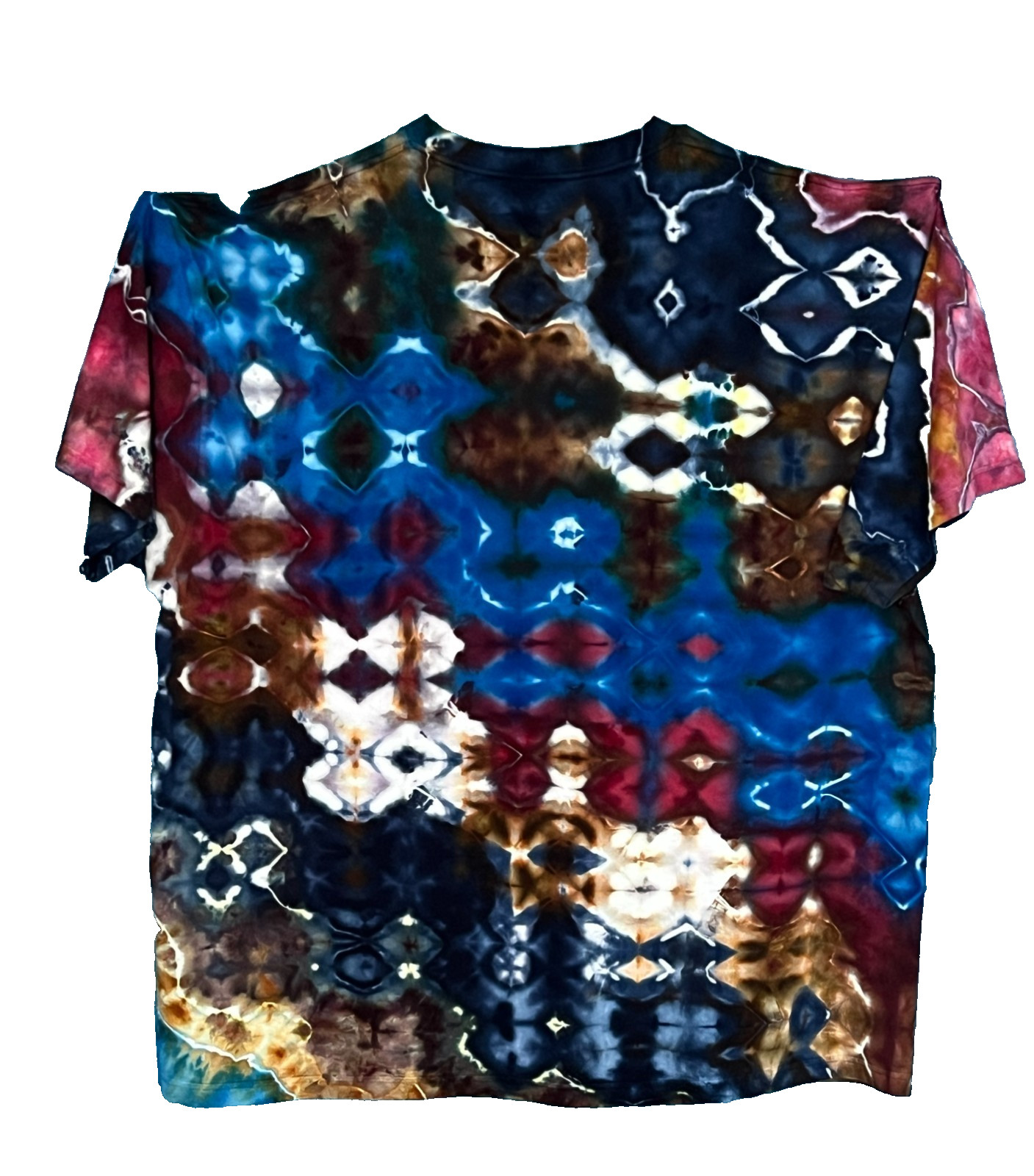 NEW Glitch Ice Tie Dye T-Shirt, Unisex 4XL SS Crew Blue, Oxblood Red & Brown gallery