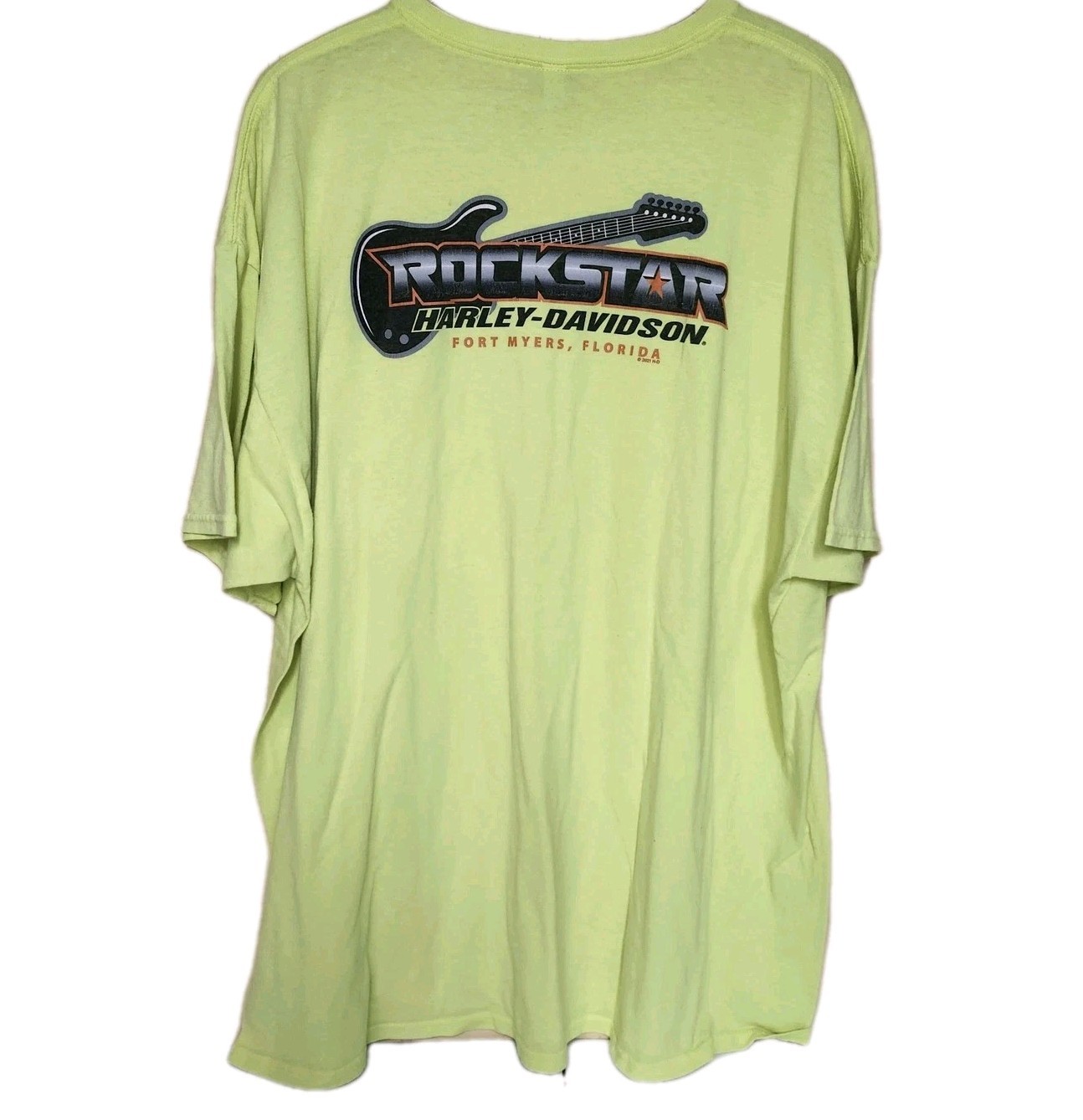 Harley Davidson Mens 3XL T Shirt Lime Yellow Hi Vis Fort Meyers Florida gallery