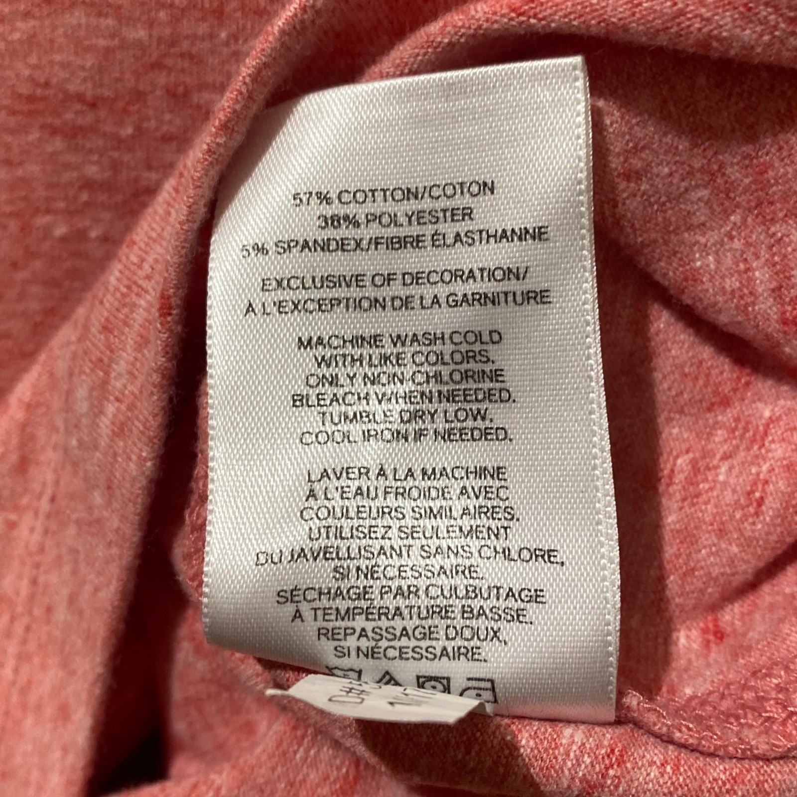 Express T-Shirt Mens M Heather Coral Embroidered Lion Crew Neck Repreve Stretch gallery