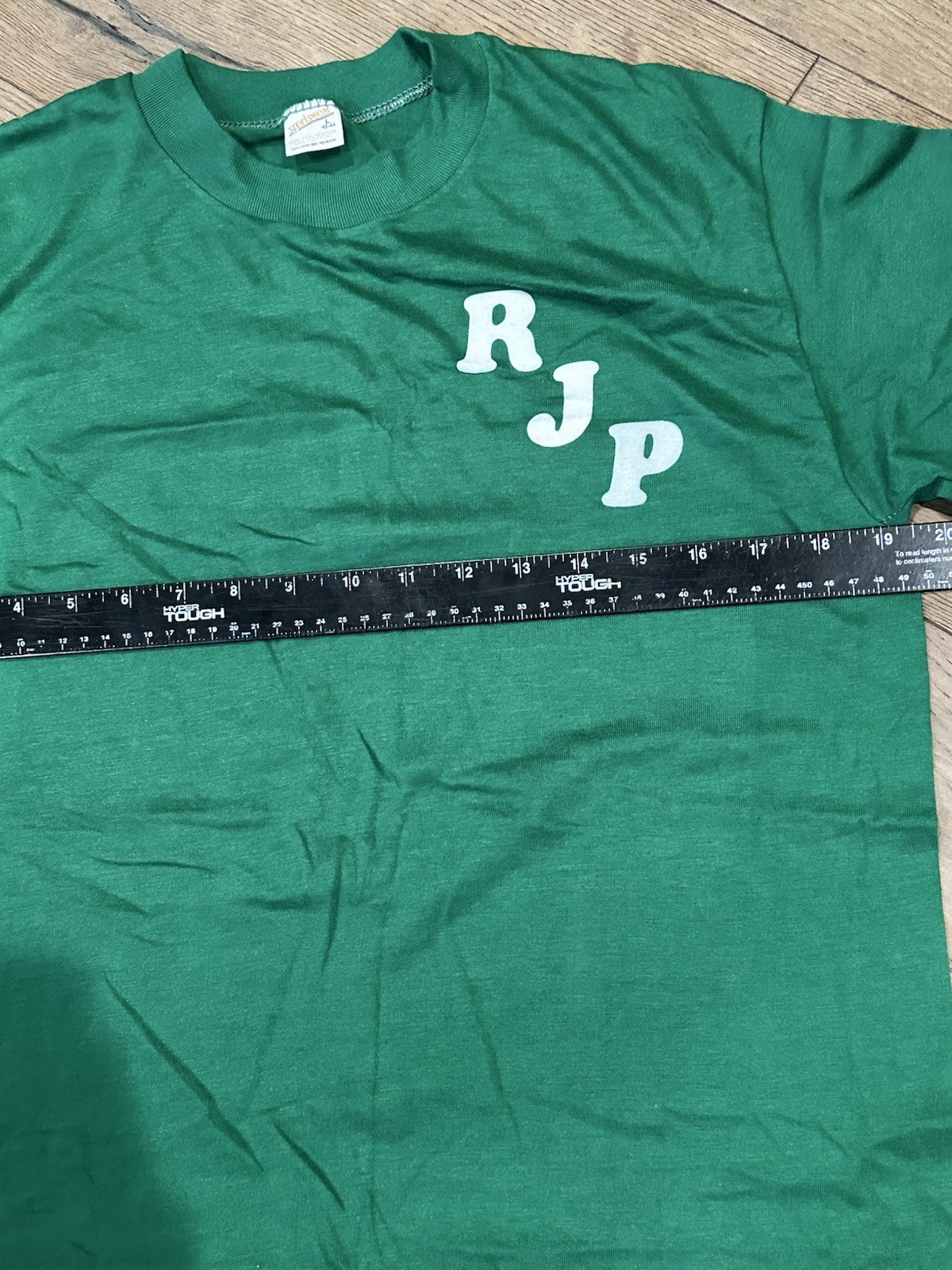 Vintage Sportswear Tag Single Stitch Simple Initial Green Shirt old school gallery