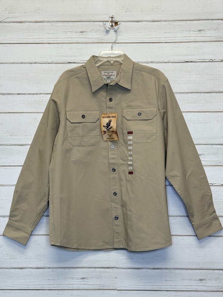 NWT Buckhorn River Men Brown Long Sleeve Thermal Waffle Knit Henley Shirt Size L