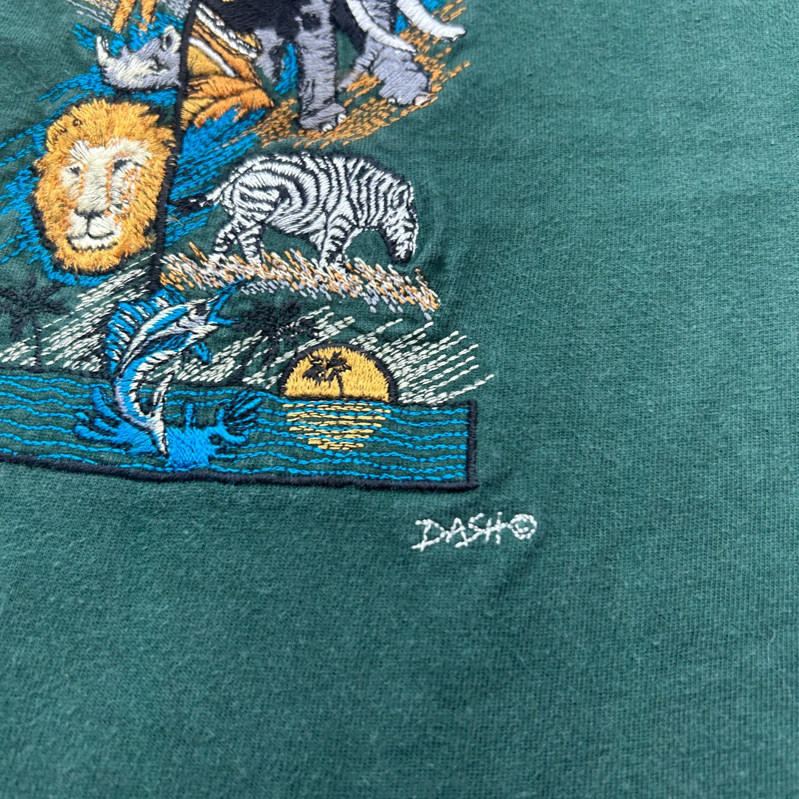 Dash Clothing Shirt Mens XL Embroidered Graphic Tee Africa Travel Animal Lion gallery