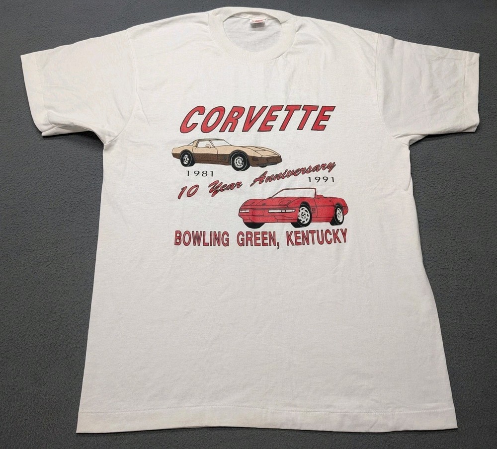 Vintage 90s Chevy Corvette Tshirt Men’s XL 10 Year Anniversary Bowling Green KY