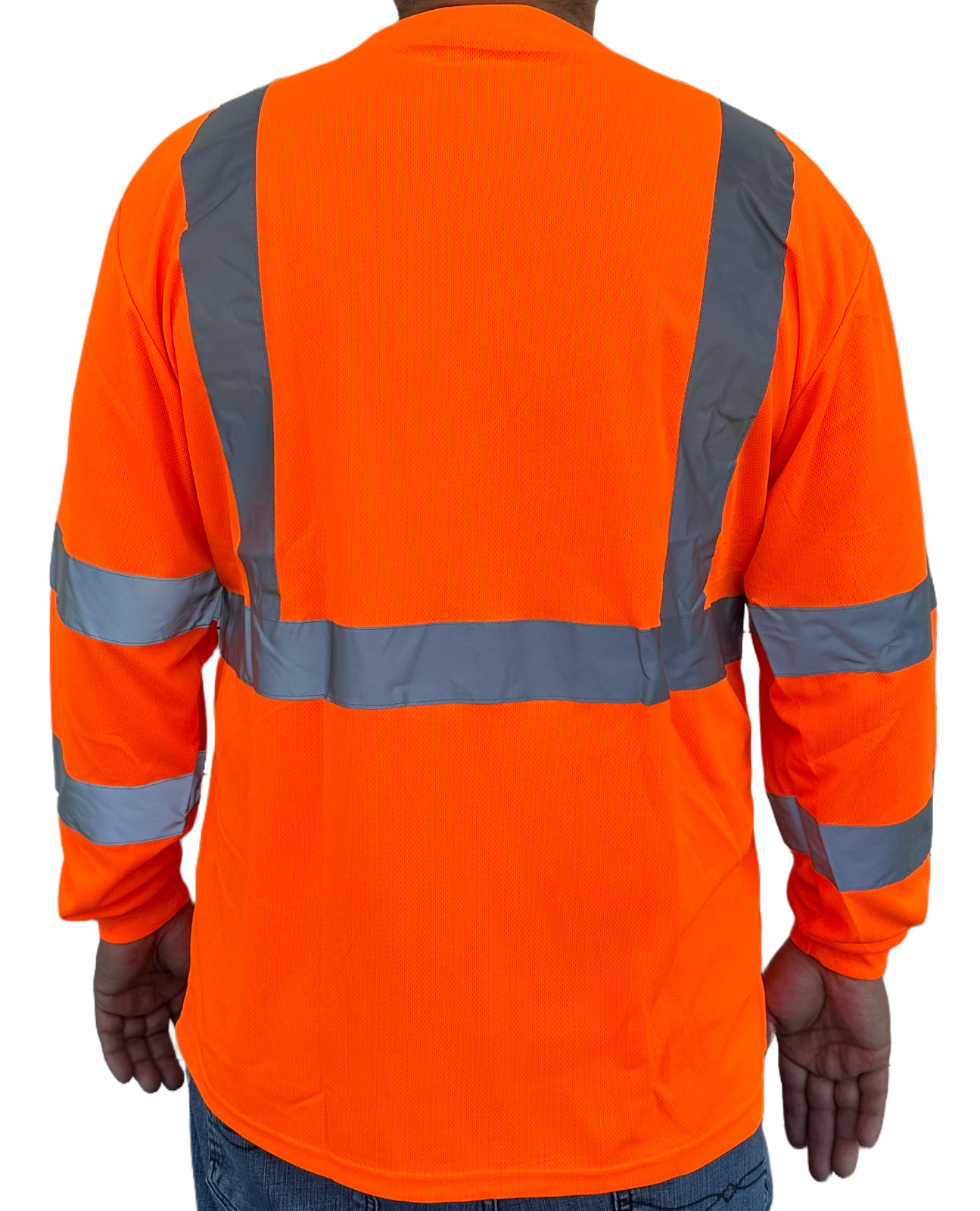 Class 2 Max-dry Moisture Wicking Mesh Long Sleeve Safety T-shirt, Neon Orange gallery