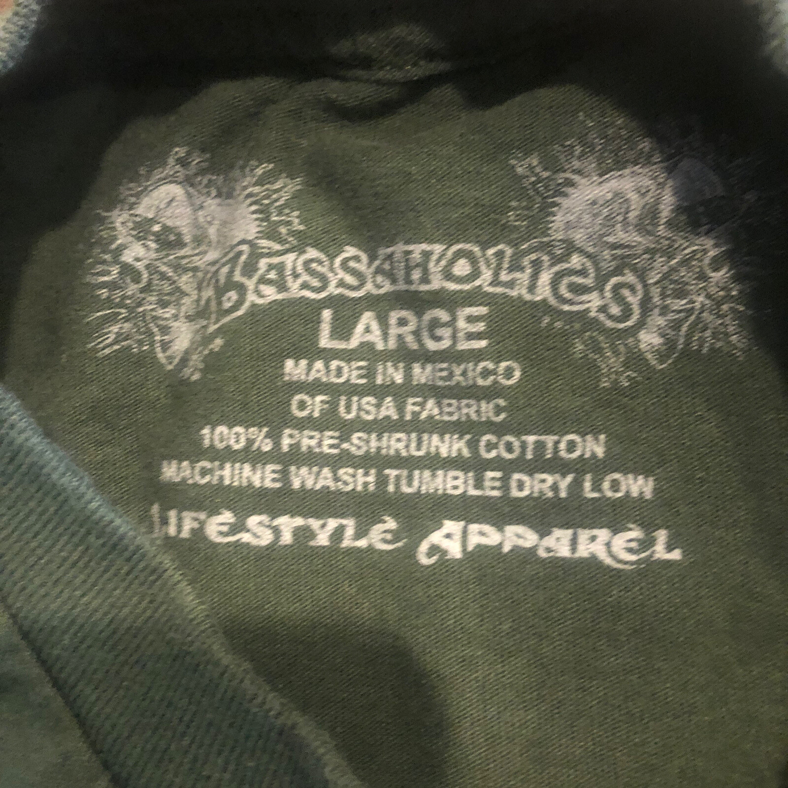 Bassaholics Bass Shirt LG Tournament Series Addicted Trophy Hunters Green TShirt gallery