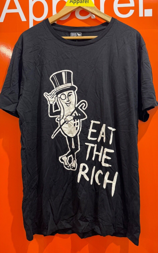 🔥Spelling Mistakes Cost Lives Dot Com ‘Eat The Rich’ T-Shirt, Size XL, b195