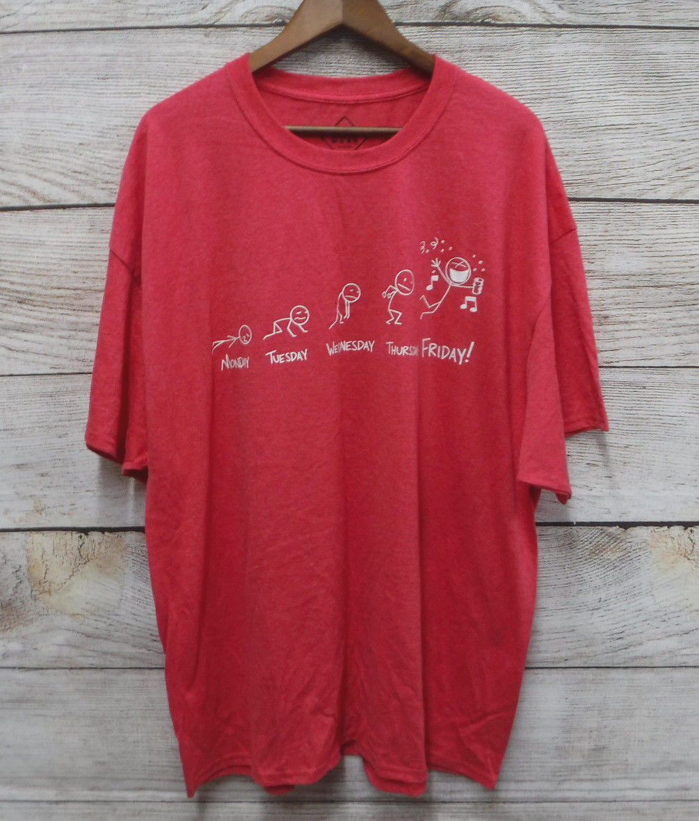 Well Worn Shirt Mens Size 3XL Faded Red Days of the Work Week Party T-Shirt New gallery